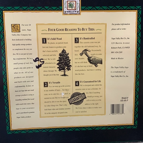 Napa Valley Cassettte Tape Crate hold 60 cassettes solid Pine wood vintage - Picture 5 of 12